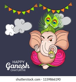 Vector illustration of a Creative Card, Poster or Banner for Festival of Ganesh Chaturthi Celebration.