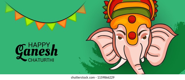 Vector illustration of a Creative Card, Poster or Banner for Festival of Ganesh Chaturthi Celebration.
