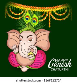 Vector illustration of a Creative Card, Poster or Banner for Festival of Ganesh Chaturthi Celebration.
