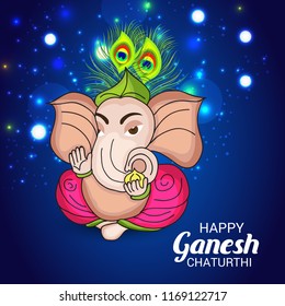 Vector illustration of a Creative Card, Poster or Banner for Festival of Ganesh Chaturthi Celebration.