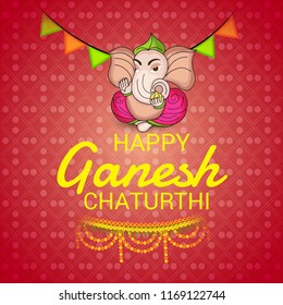 Vector illustration of a Creative Card, Poster or Banner for Festival of Ganesh Chaturthi Celebration.