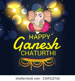 Vector illustration of a Creative Card, Poster or Banner for Festival of Ganesh Chaturthi Celebration.