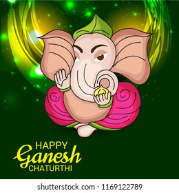 Vector illustration of a Creative Card, Poster or Banner for Festival of Ganesh Chaturthi Celebration.