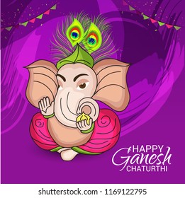 Vector illustration of a Creative Card, Poster or Banner for Festival of Ganesh Chaturthi Celebration.
