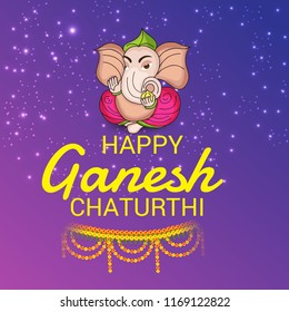 Vector illustration of a Creative Card, Poster or Banner for Festival of Ganesh Chaturthi Celebration.