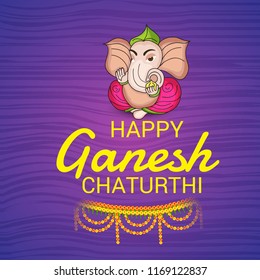 Vector illustration of a Creative Card, Poster or Banner for Festival of Ganesh Chaturthi Celebration.