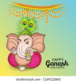Vector illustration of a Creative Card, Poster or Banner for Festival of Ganesh Chaturthi Celebration.