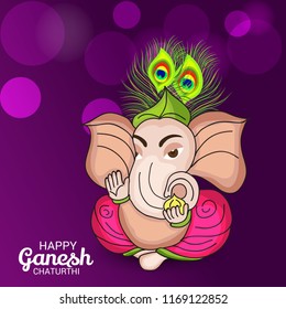 Vector illustration of a Creative Card, Poster or Banner for Festival of Ganesh Chaturthi Celebration.