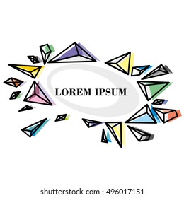 vector illustration with creative colorful abstract geometric shape forming a glass fireworks burst made of triangles