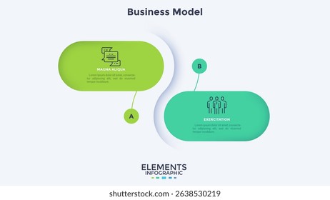 Vector illustration with creative comparison chart for business presentation. Two circles demonstrate infographic concept. Marketing data visualization, strategy, plan, development process.