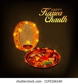 Vector illustration of a Creative Concept Background for indian Festival of karwa Chauth Celebration.