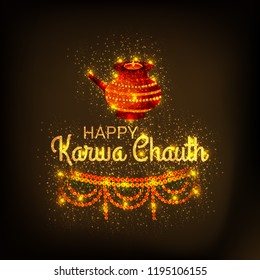 Vector illustration of a Creative Concept Background for indian Festival of karwa Chauth Celebration.