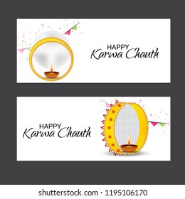 Vector illustration of a Creative Concept Background for indian Festival of karwa Chauth Celebration.