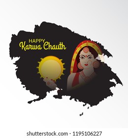 Vector illustration of a Creative Concept Background for indian Festival of karwa Chauth Celebration.