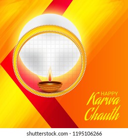 Vector illustration of a Creative Concept Background for indian Festival of karwa Chauth Celebration.