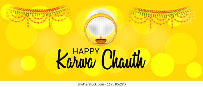 Vector illustration of a Creative Concept Background for indian Festival of karwa Chauth Celebration.
