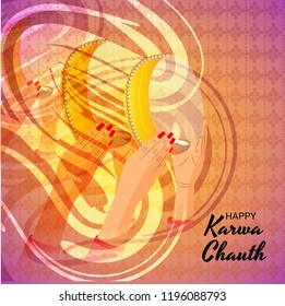Vector illustration of a Creative Concept Background for indian Festival of karwa Chauth Celebration.