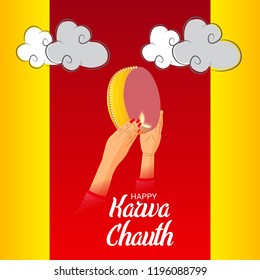 Vector illustration of a Creative Concept Background for indian Festival of karwa Chauth Celebration.