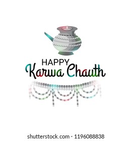 Vector illustration of a Creative Concept Background for indian Festival of karwa Chauth Celebration.