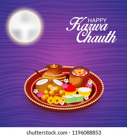 Vector illustration of a Creative Concept Background for indian Festival of karwa Chauth Celebration.