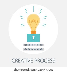 Vector illustration of creative concept design with "creative process" creative design idea.