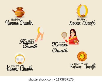 Vector illustration of a Creative Concept for indian Festival of karwa Chauth celebration.