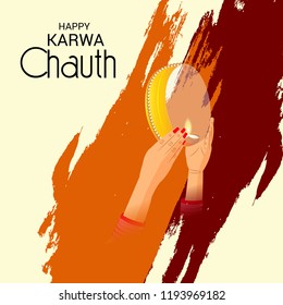 Vector illustration of a Creative Concept for indian Festival of karwa Chauth celebration.