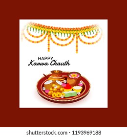 Vector illustration of a Creative Concept for indian Festival of karwa Chauth celebration.