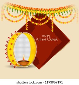 Vector illustration of a Creative Concept for indian Festival of karwa Chauth celebration.