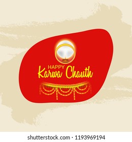 Vector illustration of a Creative Concept for indian Festival of karwa Chauth celebration.