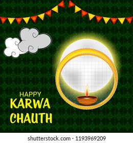 Vector illustration of a Creative Concept for indian Festival of karwa Chauth celebration.