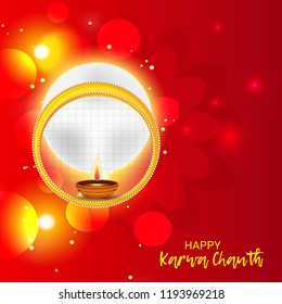 Vector illustration of a Creative Concept for indian Festival of karwa Chauth celebration.