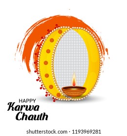 Vector illustration of a Creative Concept for indian Festival of karwa Chauth celebration.