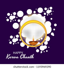 Vector illustration of a Creative Concept for indian Festival of karwa Chauth celebration.