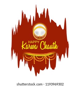 Vector illustration of a Creative Concept for indian Festival of karwa Chauth celebration.