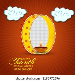Vector illustration of a Creative Concept Offer Banner for indian Festival of karwa Chauth Celebration.