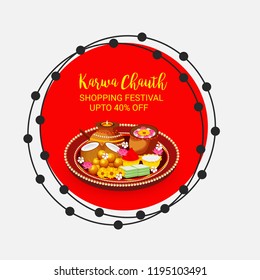Vector illustration of a Creative Concept Offer Banner for indian Festival of karwa Chauth Celebration.