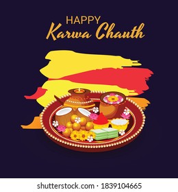Vector illustration of a Creative Concept Offer Banner for indian Festival of karwa Chauth Celebration.