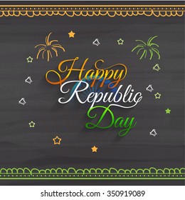  Vector Illustration of Creative grungy background with Indian flag design for Indian Republic day. 