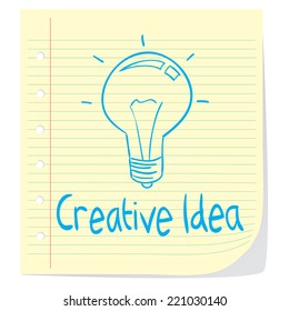 Vector illustration of creative idea bulb in doodle style