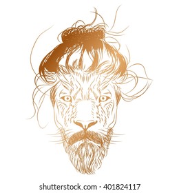 Vector illustration creative lion hipster. Trendy stylish and modern.