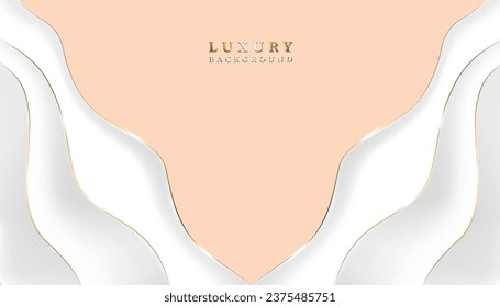 vector illustration creative and modern curve patterns digital geometric luxury background design template. white color and light brown color futuristic cover backdrop,banner.