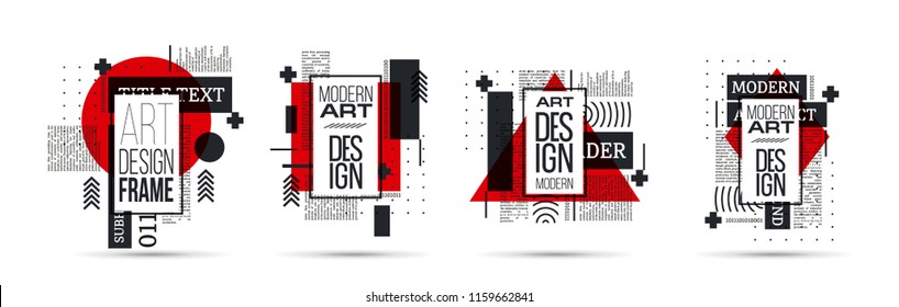 vector illustration creative modern frames. stylish graphics with elements of typography red abstract shape. element for design business cards, invitations, gift cards, flyers and brochures