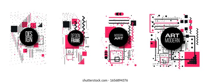 vector illustration creative modern frames. stylish graphics with elements of typography red abstract shape. element for design business cards, invitations, gift cards, flyers and brochures