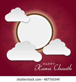 Vector illustration of a Creative Moon with Clouds For indian festival Karva Chauth.