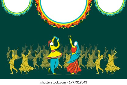 ilustración vectorial del diseño creativo del afiche Navratri dandiya mahotsav.