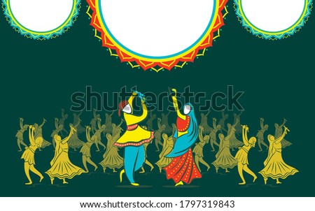 vector illustration of creative Navratri dandiya mahotsav poster design.
