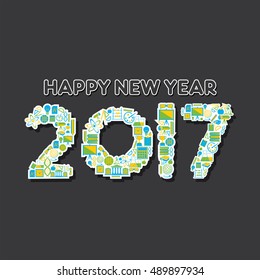 Vector Illustration of Creative New Year Greeting for 2017