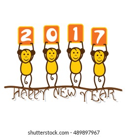 Vector Illustration of Creative New Year Greeting for 2017