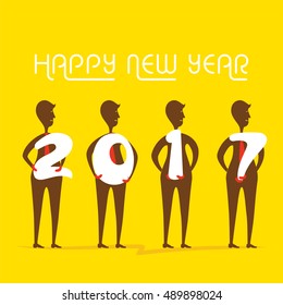 Vector Illustration of Creative New Year Greeting for 2017